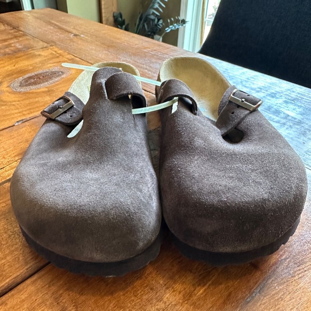Betula | Birkenstock NWT Boston Clog Mule Mocha Brown Suede Womens 9 Mens 7 - Picture 4 of 8